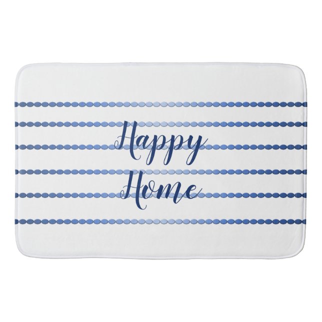 Happy Zuhause Blue Stripes White Bath Mat Badematte (Vorderseite)