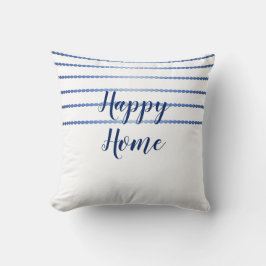 Happy Zuhause Blue Stripes White Cushion Kissen