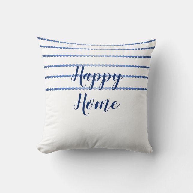 Happy Zuhause Blue Stripes White Cushion Kissen (Vorderseite)