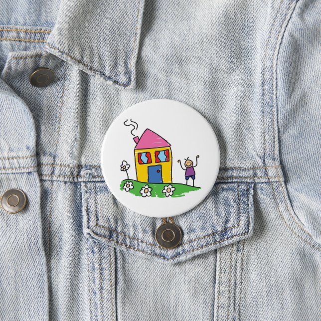 Happy Zuhause Colorful House und Strichmännchen Button (Von Creator hochgeladen)
