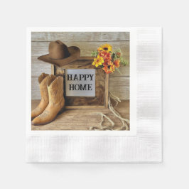 Happy Zuhause Cowgirl Cowboy Style mit Cowboy Boot Serviette