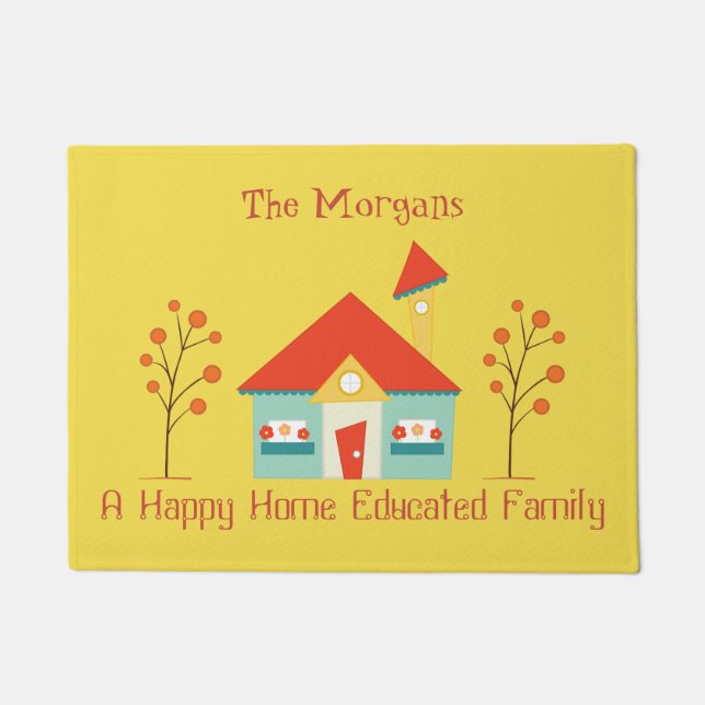 Happy Zuhause Educated Family Willkommen Fußmatte (Vorderseite)