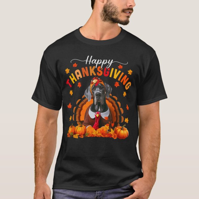 Happyhanksgiving Great Dane Cosplay Fallurkey Owne T-Shirt (Vorderseite)