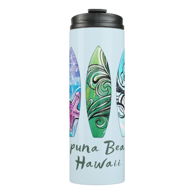 Hapuna Beach Hawaii Surfboards Thermosbecher (Vorderseite)