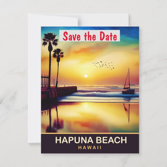 Hapuna Beach, Hawaii, Travel Postcard, Save The Date (Vorderseite)