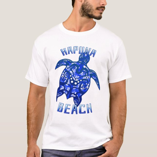 Hapuna Beach Hawaii Vacation Tribal Turtle T-Shirt (Vorderseite)