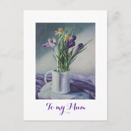 Hapy Mother's day lila Crocus Blumenmalerei Postkarte