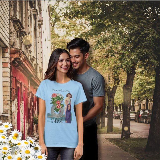 Hapy Women's Day | März 8. blau T-Shirt (Happy Women's Day | March 8th blue T-Shirt)
