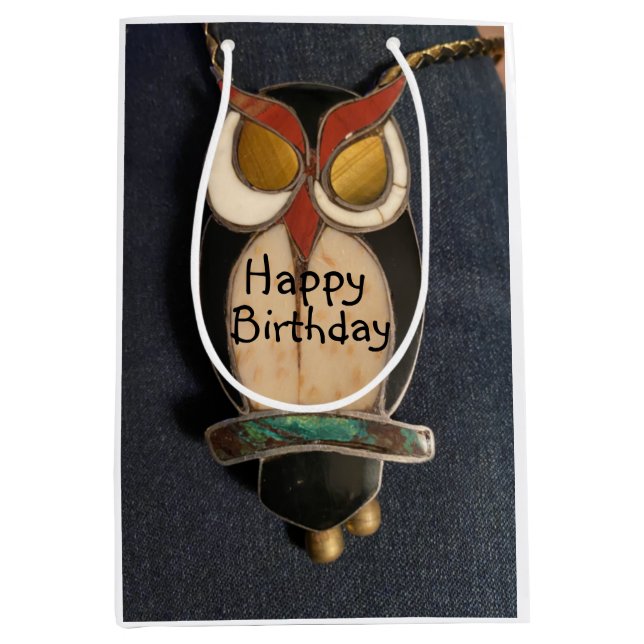 Hapyy Birthday Wise Owl Mittlere Geschenktüte (Vorderseite)