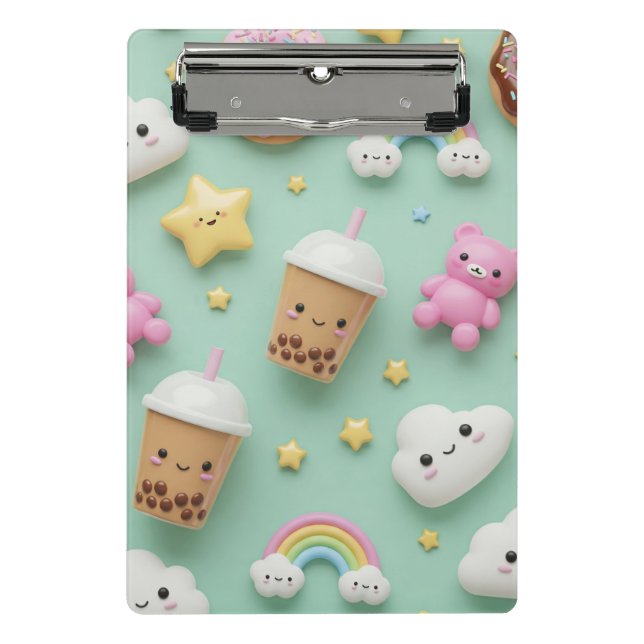 Harajuku Kawaii Style: Kaffee und Donuts von Natas Mini Klemmbrett (Vorderseite)