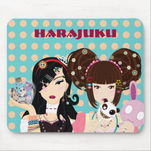 Harajuku Mädchen in Punkten Mousepad