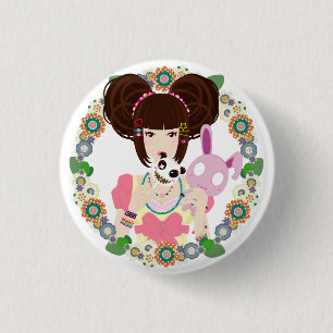 Harajuku Mädchen Yuriko - eingefaßt Button