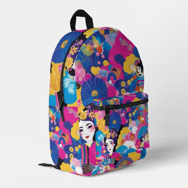 Harajuku-Muster Bedruckter Rucksack (Rückseitige Ecke links)