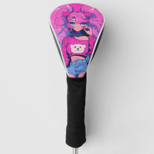 Harajuku Neon Kawaii Girl mit Twin Ponytails Golf Headcover
