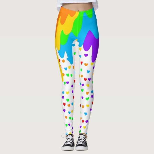 Harajuku Rainbow Farbige Leggings (Vorderseite)