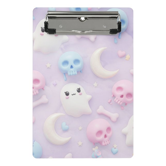 Harajuku-Stil: Skulls und Geister von Natasha Us Mini Klemmbrett (Vorderseite)