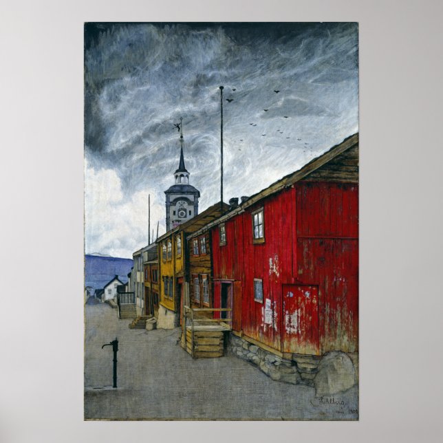 Harald Sohlberg Street in Røros Poster (Vorne)