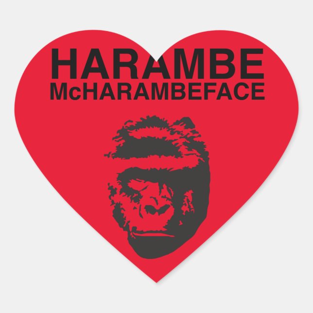 Harambe McHarambeface Herz-Aufkleber (Vorderseite)