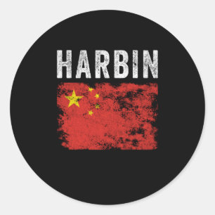 Harbin China Flag Chinese Souvenir Runder Aufkleber