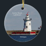 Harbour Beach Lighthouse Circle Ornament<br><div class="desc">Harbour Beach Lighthouse in Harbour Beach,  Michigan am Huron Lake</div>