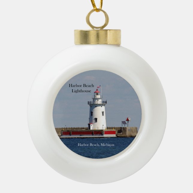 Harbour Beach Lighthouse-Ornament Keramik Kugel-Ornament (Vorderseite)