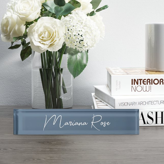 Harbour Blue Elegant Handgeschriebenes Skript Namensplakette (Von Creator hochgeladen)