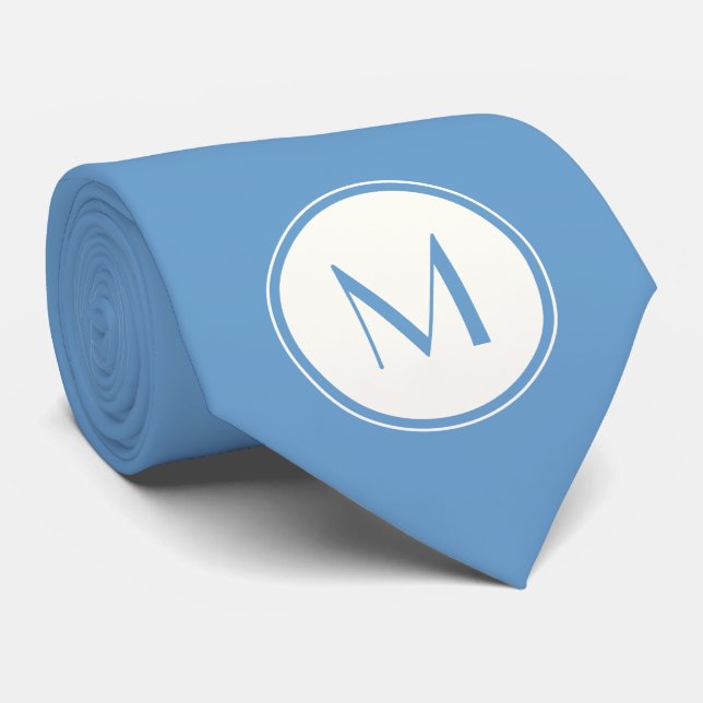 Harbour Blue mit Monogram Neck Tie Krawatte (Gerollt)