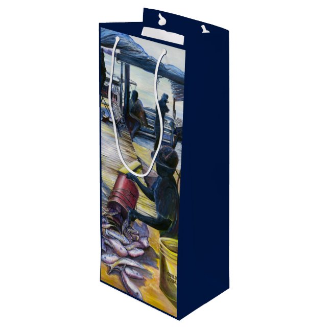 Harbour Island, Bahamas, die heutige Speisekarte Geschenktüte Für Weinflaschen (Rückseite Schrägansicht)