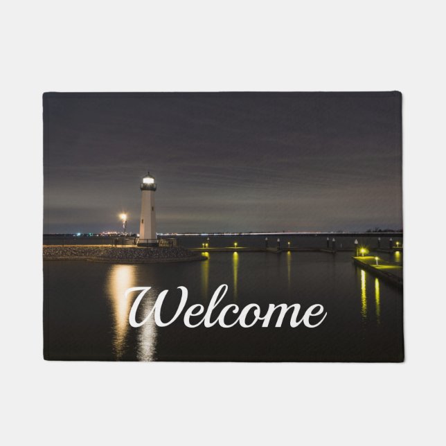 Harbour Rockwall Leuchtturm Willkommen Doormat Fußmatte (Vorderseite)