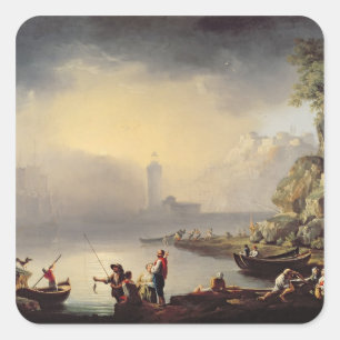 Harbour Scene Quadratischer Aufkleber