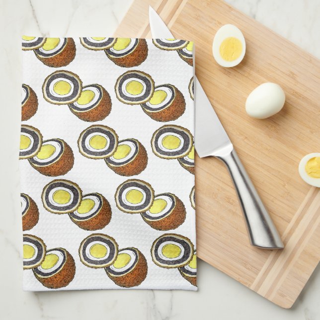 Hard Boiled Scotch Eggs UK British Snack Food Geschirrtuch (Viertel Falte)