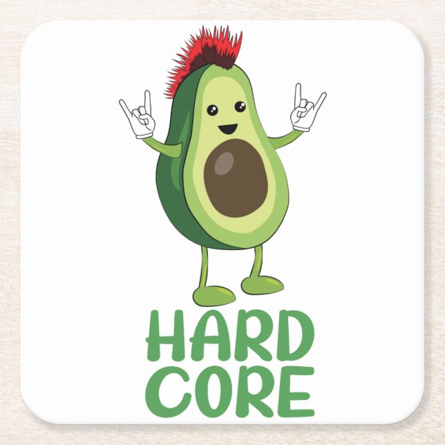 Hard Core Avocado Funny Rechteckiger Pappuntersetzer (Vorderseite)