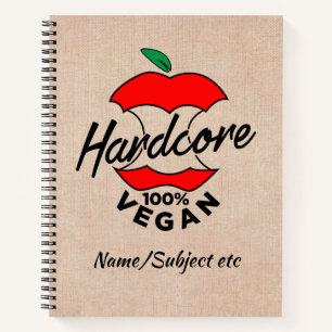 Hard Core Vegan, Apple Core Vegan, Hardcore Vegan Notizbuch
