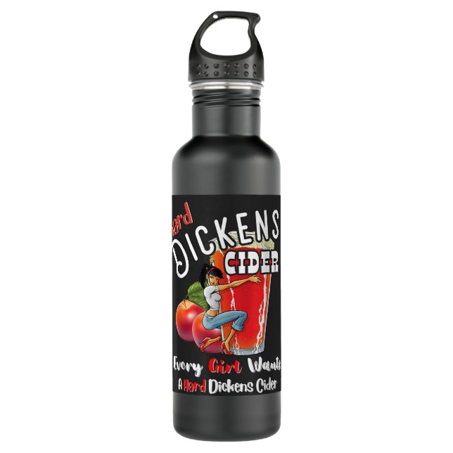 Hard Dickens Cider Funny Girl Whiskey und BierApp Edelstahlflasche (Vorderseite)
