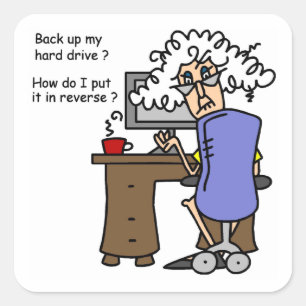Hard Drive Back Up Humorous Quadratischer Aufkleber
