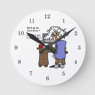 Hard Drive Back Up Humorous Runde Wanduhr