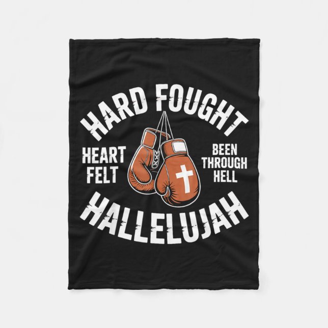 Hard Fought Hallelujah Boxing Gloves Christian Box Fleecedecke (Vorderseite)