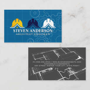 Hard Hat Builder Logo   Blaupause   Immobilien Visitenkarte