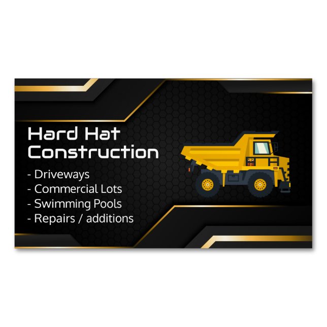 Hard Hat Construction | Work Dump Truck Magnetische Visitenkarte (Vorderseite)
