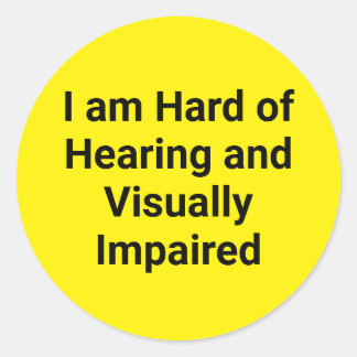 Hard of Hearing and Visually Impaired Yellow Runder Aufkleber