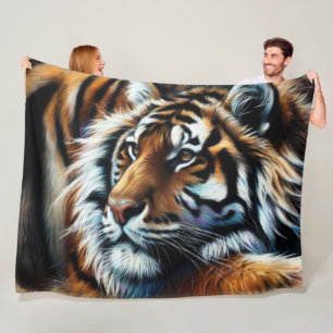Hard Pastel Zeichne Tiger Fleecedecke
