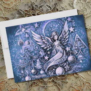 Hard Pastel Zeichne Weihnachts Angel Blue Karte