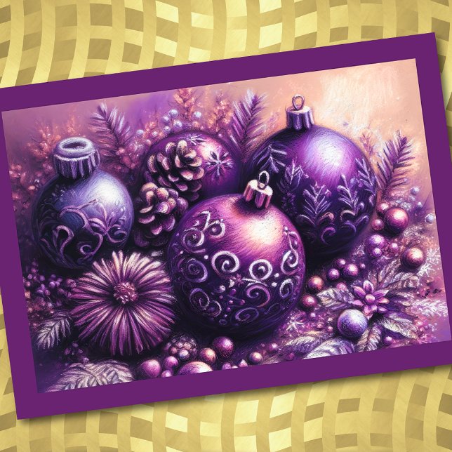 Hard Pastel Zeichne Weihnachts-Motif-Urlaub Lila Karte (Von Creator hochgeladen)