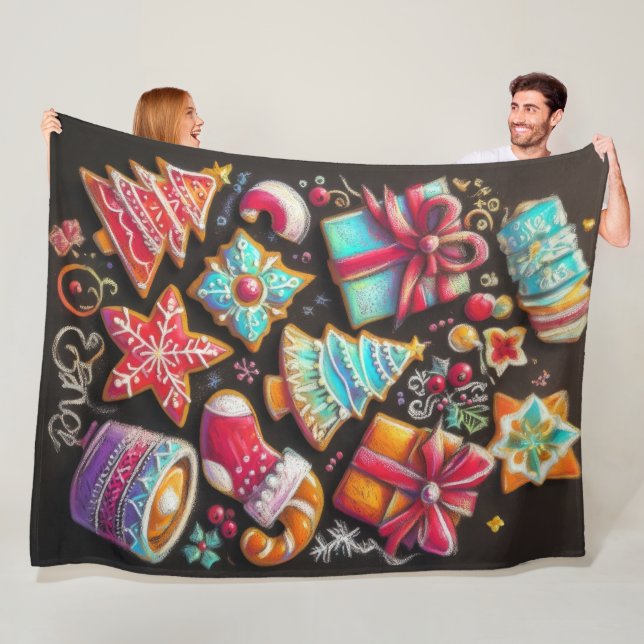Hard Pastel Zeichne Weihnachts-Weihnachtskeks Fleecedecke (Beispiel)