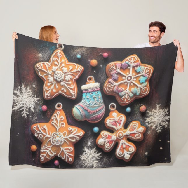 Hard Pastel Zeichne Weihnachts-Weihnachtskeks Fleecedecke (Beispiel)