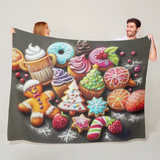 Hard Pastel Zeichne Weihnachts-Weihnachtskeks Fleecedecke (Beispiel)