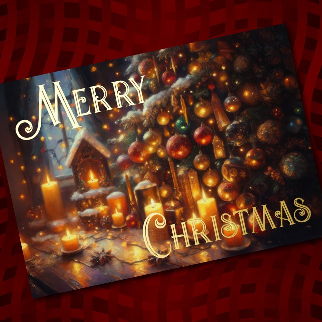 Hard Pastel Zeichne Weihnachtsbaumkerzen Folien Feiertagskarte (Von Creator hochgeladen)