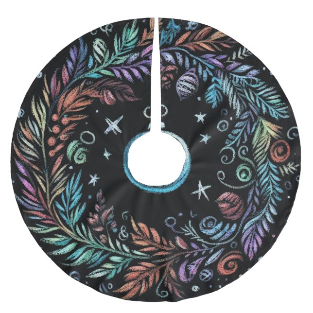 Hard Pastel Zeichne Weihnachtskranz Polyester Weihnachtsbaumdecke (Vorderseite)