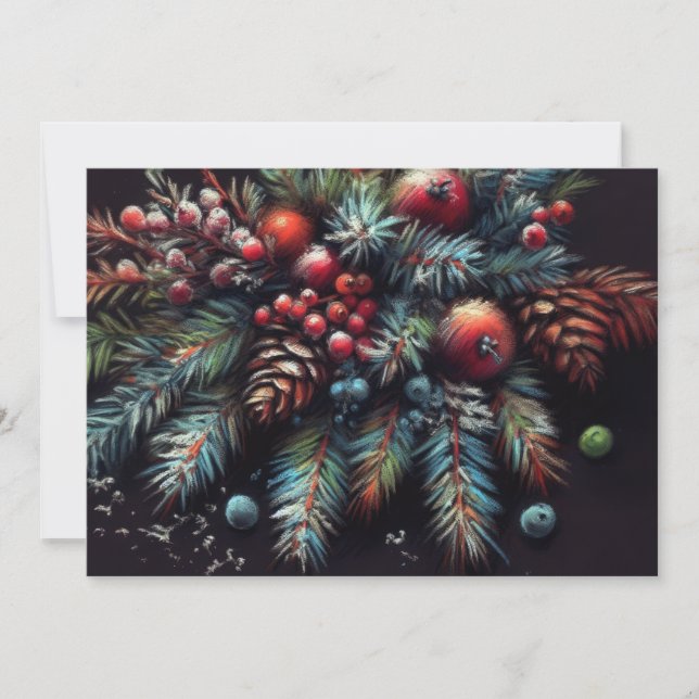 Hard Pastel Zeichne Weihnachtsmotifs Urlaub Feiertagskarte (Vorderseite)