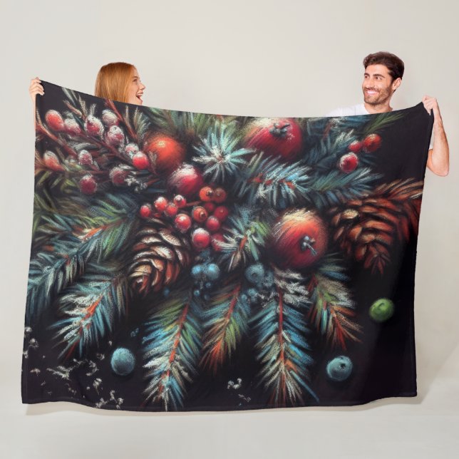 Hard Pastel Zeichne Weihnachtsmotifs Urlaub Fleecedecke (Beispiel)